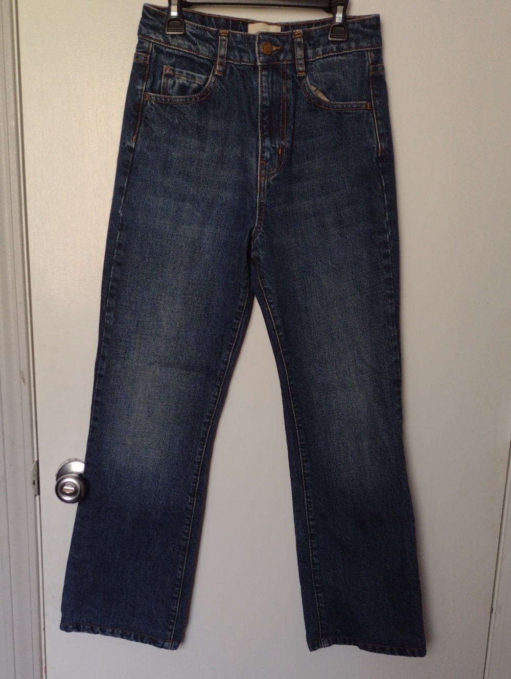 NEW Sezane Serge Trouser Wide Leg Jeans Size 2 Dark Blue Wash Organic Cotton